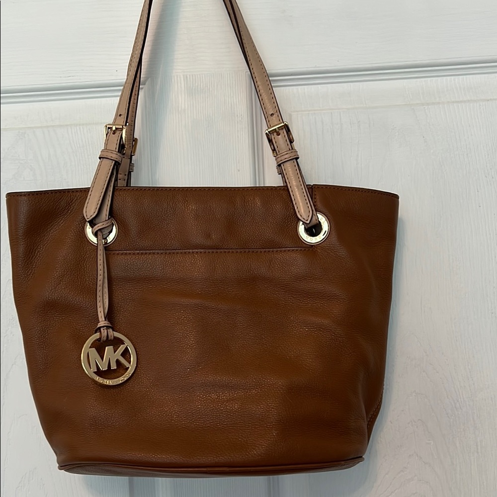 Michael Kors Brown Leather Tote with Signature Charm